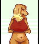 1girl anthro areola big_breasts bottomless breasts canine clothed clothing dogmom_(cherrikissu) flashing furry gif hair inverted_nipples mabel_(cherrikissu) mammal mature_female naughty_skeleton nipples original partially_clothed pussy slightly_chubby smile