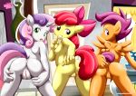  3_girls 3girls anthro apple_bloom apple_bloom_(mlp) ass bbmbbf bent_over cutie_mark_crusaders cutie_mark_crusaders_(mlp) equestria_untamed female_anthro friendship_is_magic horn looking_back multiple_girls my_little_pony palcomix presenting_hindquarters pussy scootaloo scootaloo_(mlp) sweetie_belle sweetie_belle_(mlp) tail wings 
