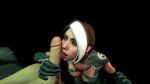  1boy 1girl 3d animated brown_hair cleavage cleavage_cutout clothed_female_nude_male elbow_gloves fellatio green_eyes hand_on_penis marvel oral penis rogue solo_focus source_filmmaker tin-sfm tongue tongue_out webm x-men 