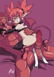  1boy 1girl artist_name ass bat_wings beard belt bigdead93 boots bottomless buttjob demon_girl demon_tail disgaea earrings elbow_gloves etna facial_hair girl_on_top gloves grin high_heel_boots high_heels jewelry large_penis looking_back naughty_face penis pointy_ears red_eyes red_hair skindentation smile stockings succubu tail tailjob thigh_high_boots uncensored wings 
