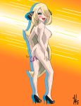 1girl 2017 anal anal_insertion anal_object_insertion ass black_high_heels blonde_hair blush cynthia cynthia_(pokemon) female female_only hair_over_one_eye high_heels hurtanfarzen long_hair naked_heels nipples nude object_insertion pokemon pokemon_(game) pokemon_dppt sex_toy shirona_(pokemon) sideboob signature solo sweating syanding tongue tongue_out vaginal vaginal_insertion vibrator vibrator_in_ass