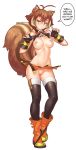  1girl animal_ears arc_system_works assertive bad_id bare_shoulders big_breasts black_legwear black_panties blazblue blazblue:_continuum_shift boots breasts brown_eyes brown_hair english erotibot fat_mons fingerless_gloves full_body gloves high_res looking_at_viewer makoto_nanaya microskirt midriff miniskirt multicolored_hair navel nipples orange_skirt panties panties_around_ankles presenting puckered_lips pussy shirt_lift short_hair simple_background skirt squirrel_ears squirrel_tail standing stockings tail transparent_background two-tone_hair uncensored underwear upskirt white_background wind wind_lift 