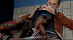  1boy 1girl 3d animated blue_hair chameleonhops chloe_price closed_eyes clothed fellatio hands_on_head head_grab life_is_strange oral penis tattoo uncensored webm 
