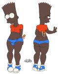  1girl ass bart_simpson big_breasts breasts brown_skin clothes femboi femboy happy hips josemalvado large_ass lips looking_at_viewer male round_ass slut testicle the_simpsons white_background whore wide_hips yaoi 