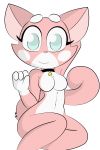 1girl 2017 absurd_res anthro bell_collar big_breasts blue_eyes breasts cat collar cute domestic_cat dreameclipsewolf eyelashes featureless_breasts felid feline felis female female_only fur furry high_res looking_at_viewer mammal nude pink_fur shima_luan simple_background smile super_planet_dolan two_tone_fur white_background white_fur youtube