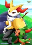  ass barefoot bbmbbf braixen breast chespin looking_at_viewer nintendo palcomix pokemon pokepornlive pussy pussy_juice pussy_juice_string pussylicking soles toes 