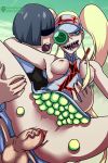  1boy 1girl ahegao areola blonde_hair blue_eyes breasts breasts_outside clothed_sex furanh hakodate_omiko held_up kill_la_kill nipples open_mouth penis pigtail pussy saliva sex spread_legs teeth tennis_balls testicle thigh_grab thighs tongue tongue_out uncensored vaginal veins veiny_penis 