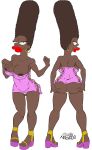  1girl ass big_breasts breasts brown_skin clothes hands_on_ass hands_on_own_ass happy hips josemalvado large_ass large_lips lips looking_at_viewer marge_simpson milf nipples pussy round_ass slut the_simpsons toes white_background whore wide_hips 