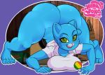  1girl 1girl 2017 all_fours anthro ass ass_up big_ass bottomless cartoon_network cat claws clothed clothing creamygravy fangs feline furry green_eyes looking_at_viewer mammal nicole_watterson open_mouth pink_nose the_amazing_world_of_gumball 