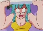  anime breasts chair cleavage dragon_ball dragon_ball_z gif maron scared swimsuit 