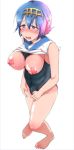big_breasts blue_eyes blue_hair breasts_out breasts_outside creatures_(company) futanari game_freak huge_breasts humans_of_pokemon lana_(pokemon) large_breasts nintendo nyantarou pixiv_id_10244585 pokemon pokemon_(anime) pokemon_(game) pokemon_sm pokemon_sun_&amp;_moon porkyman shirt_lift solo suiren_(pokemon) swimsuit_under_clothes trial_captain white_background