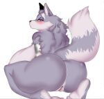  1girl 1girl ameliemercedez anthro areola ass big_ass big_breasts blush breasts canid canine cervina furry genitals huge_ass huge_breasts mammal pussy simple_background white_background 