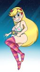 1girl ass big_ass big_breasts bikini breasts cleavage deviantart female female_only heart printed_bikini printed_swimsuit smile solo sonson-sensei star_butterfly star_vs_the_forces_of_evil swimsuit wand weapon