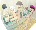  1girl 3boys abs alternative_age alternative_hairstyle ass bath bathing bathroom bathtub black_hair blush breasts brother brother_and_sister brothers brown_hair clavicle completely_nude covering covering_crotch covering_nudity dyed_hair embarrassed erection faucet genderswap genderswap_(ftm) genderswap_(mtf) hair_over_eyes hand_on_another&#039;s_knee heart lincoln_loud linka_loud looking_at_another looking_at_viewer looking_back lucy_loud luna_loud lynn_loud male multiple_boys muscle nipples nude nude_female nude_male ohnarev pale_skin partially_submerged penis pubic_hair puddle purple_hair rubber_duck rule_63 shampoo shy siblings side_shave sister sitting small_breasts tattoo the_loud_house towel undercut water wet white_hair 