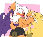  1girl 2017 anthro bat big_breasts bigdad blush breasts bulge canine clothed clothing duo fox furry huge_breasts male male/female mammal miles_&quot;tails&quot;_prower mobian_(species) nipples rouge_the_bat sega wings 