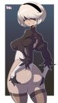 1girl 2019 android ass bigdead93 blindfold looking_back nier:_automata platinum_games short_hair sideboob square_enix stockings white_hair yorha_no._2_type_b