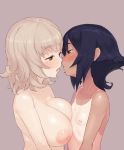  136 big_breasts french_kissing gif small_breasts topless yuri 