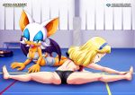  anthro ass bbmbbf big_ass big_breasts blonde_hair breasts cleavage female maria_robotnik mobius_unleashed palcomix pietro&#039;s_secret_club rouge_the_bat sega sonic_(series) sonic_the_hedgehog_(series) stretch stretching 