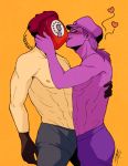  five_nights_at_freddy&#039;s kissing phone_guy purple_man_(fnaf) shirtless yaoi 