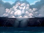  1girl absurd_res big_breasts breasts cloud featureless_breasts hair high_res humanoid hurricane hurricane_irma not_furry personification secretgoombaman12345 slightly_chubby smile thick_thighs thunderstorm water wide_hips 