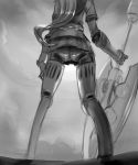  1girl ass cutesexyrobutts labrys long_hair lower_body monochrome persona persona_3 tagme 