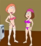  breasts cameltoe erect_nipples family_guy glasses hat lois_griffin meg_griffin pussy_juice stockings thighs thong 