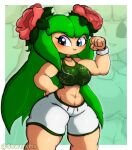 1girl 2023 alien alien_girl alien_humanoid artist_name big_breasts blue_eyes breasts cosmo_the_seedrian cosmo_the_seedrian_(adult) drawstring echo_background flexing flexing_arms flexing_bicep green_clothes green_clothing green_hair gym_clothes humanoid light-skin light-skinned_female light_skin light_skinned light_skinned_female muscular muscular_female plant plant_girl pseudo_hair sawcraft1 seedrian sega shorts signature sonic_(series) sonic_the_hedgehog_(series) sonic_x sports_bra sports_shorts thick_thighs tms_entertainment white_clothes white_clothing workout_clothes workout_clothing