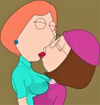  bra breasts closed_eyes erect_nipples family_guy glasses hat incest kissing lois_griffin meg_griffin see-through 