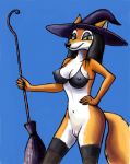  bra broom canine fox halloween hat mammal nude nude pussy sexy tail witch 
