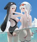  arknights ass ass_grab breasts extremely_large_filesize garter groping high_resolution large_filesize megane nipples nude omone_hokoma_agm skadi_(arknights) specter_(arknights) swimsuit very_high_resolution wet yuri 