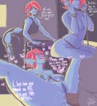 anonymous anthro anthro_focus blue_body blue_skin cumbread ear_fins female_focus fish furry hair marine monster monster_girl red_hair solo_focus undertale undertale_(series) undyne video_games