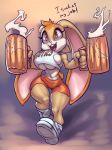  1girl anthro big_breasts breasts clothed clothing cream_the_rabbit dialogue english_text furry hooters huge_breasts lagomorph mammal open_mouth rabbit sega sideboob smile text thefuckingdevil thick_thighs thigh_gap tight_clothing wide_hips 