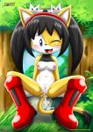  archie_comics bbmbbf blush breasts honey_the_cat looking_at_viewer mobius_unleashed palcomix pussy pussy_juice sega sonic_(series) sonic_the_hedgehog_(series) 