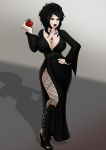  apple big_breasts blood boots breasts cleavage combat_boots curvy dress fangs fishnets goth hand_on_hip it&#039;sblackfriday jewelry kahix red_eyes tattoos vampire youtuber 