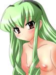 1girl breasts female_only galaxy_angel galaxy_angel_ii green_hair long_hair nude nude_female topless_female vanilla_h white_background