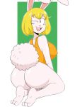  &lt;3 1girl 2017 anthro ass barefoot big_ass big_breasts blonde_hair bottomless breasts carrot_(one_piece) clothed clothing fur furry hair high_res jinu lagomorph looking_back mammal minkmen_(one_piece) one_eye_closed one_piece rabbit rear_view smile text white_fur wink 