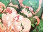  10s 1girl 4boys anal areola ass blue_eyes blush breasts cum cum_in_ass cum_in_pussy cum_on_ass cum_string double_handjob dryad grass green_hair group_sex group_sex handjob kii_(monster_musume) leaf leg_grab legs_held_open lolita_channel monster_musume_no_iru_nichijou multiple_boys multiple_penises penis plant_girl saliva saliva_string shiny shiny_skin small_breasts spread_legs tongue tongue_out top-down_bottom-up 