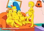  ass bart_simpson blue_hair breasts edna_krabappel erect_nipples erection huge_penis lisa_simpson marge_simpson nude pregnant shaved_pussy the_simpsons thighs yellow_skin 