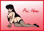 1girl bishoujo_senshi_sailor_moon bra breasts character_name female_only gloves high_heels hino_rei mostly_nude panties red_border rei_hino s2x sailor_mars see-through see-through_bra solo_female stockings