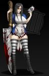  alice:_madness_returns alice_in_wonderland alice_liddell american_mcgee&#039;s_alice big_breasts black_hair breasts card female green_eyes knife playing_card solo vorpal_blade waifuholic weapon 