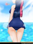 1girl ass beach clouddg equestria_girls female female_only friendship_is_magic humanized long_hair mostly_nude my_little_pony older older_female one-piece_swimsuit outdoor outside solo_female standing swimsuit twilight_sparkle twilight_sparkle_(mlp) young_adult young_adult_female young_adult_woman