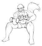  1girl antarctic_press big_breasts cleavage dumbbell gold_digger lifting_weights looking_down monster monster_girl muscle muscle sexy shorts sitting smile tank_top werewolf wolf working_out zelda_hurley 