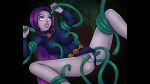 1girl anus cape clothed clothed_female dc_comics dcau female green_tentacles half_demon leotard leotard_aside pussy raven_(dc) restrained short_hair spread_legs superheroine suspended_in_midair tdf tdf-x teen_titans tentacle tentacle_sex tentacles tentacles_around_ankles vaginal vaginal_penetration vaginal_sex