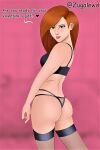 1girl alluring ass bra female female_only green_eyes kim_possible kimberly_ann_possible long_hair looking_at_viewer solo solo_female standing stockings thighs thong underwear zugalewd zugalov