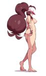  1girl 1girl 1girl bare_legs bare_shoulders barefoot big_breasts blue_eyes blush bracelet breasts brown_hair curvaceous curves curvy_female curvy_figure feet female_only female_solo full_body game_freak hat high_resolution hilda_(pokemon) huge_breasts jewelry legs long_hair looking_at_viewer nac000 nintendo nude on_side one-piece_swimsuit pokemon pokemon_(game) pokemon_black_&amp;_white pokemon_character protagonist_(pokemon) simple_background standing swimsuit thick_thighs thighs very_high_resolution voluptuous 
