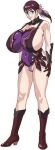  apron big_breasts black_hair blue_eyes boots cattleya gauntlets glasses milf nude_armor pink_panties ponytail purple_hair queen&#039;s_blade sexy sexy_ass sexy_body sexy_breasts 