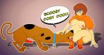  1boy 1girl beastiality breasts breasts_exposed cunnilingus erect_nipples female female_human female_human/male_dog glasses male male/female male_dog oral penis pussylicking scooby scooby-doo shaved_pussy short_hair squatting velma_dinkley 