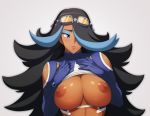  breasts goggles goggles_on_head nipples pokemon pokemon_(game) pokemon_oras shelly shelly_(remake) tanned_skin 
