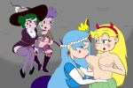  4girls big_breasts blonde_hair blue_eyes blue_hair breast_sucking cartoon_milf crown eclipsa_butterfly face_markings fingering_pussy green_hair group_sex hairband incest meteora_butterfly moon_butterfly mother_&amp;_daughter nipples pink_eyes pink_skin purple_hair star_butterfly star_vs_the_forces_of_evil tail tinydevilhorns 