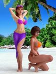  3d 3d_(artwork) 3dbabes beach big_breasts bikini daphne_blake glasses nipples scooby-doo side-tie_bikini swimsuit thighs velma_dinkley 
